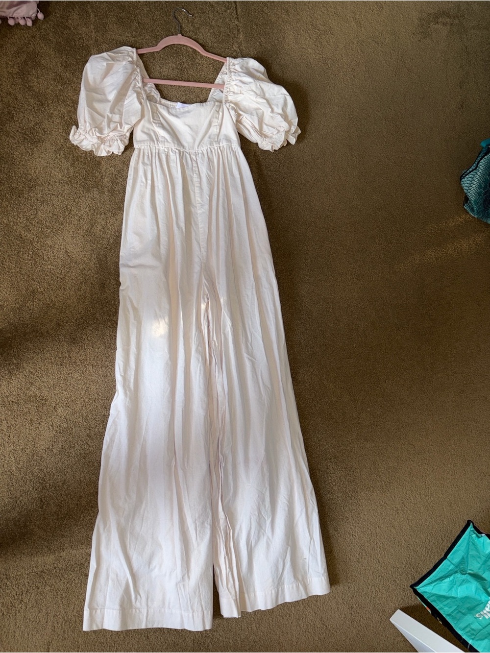 Selkie Blush Pink Square Neck Maxi Dress with Puff Sleeves- never worn - Picture 5 of 6